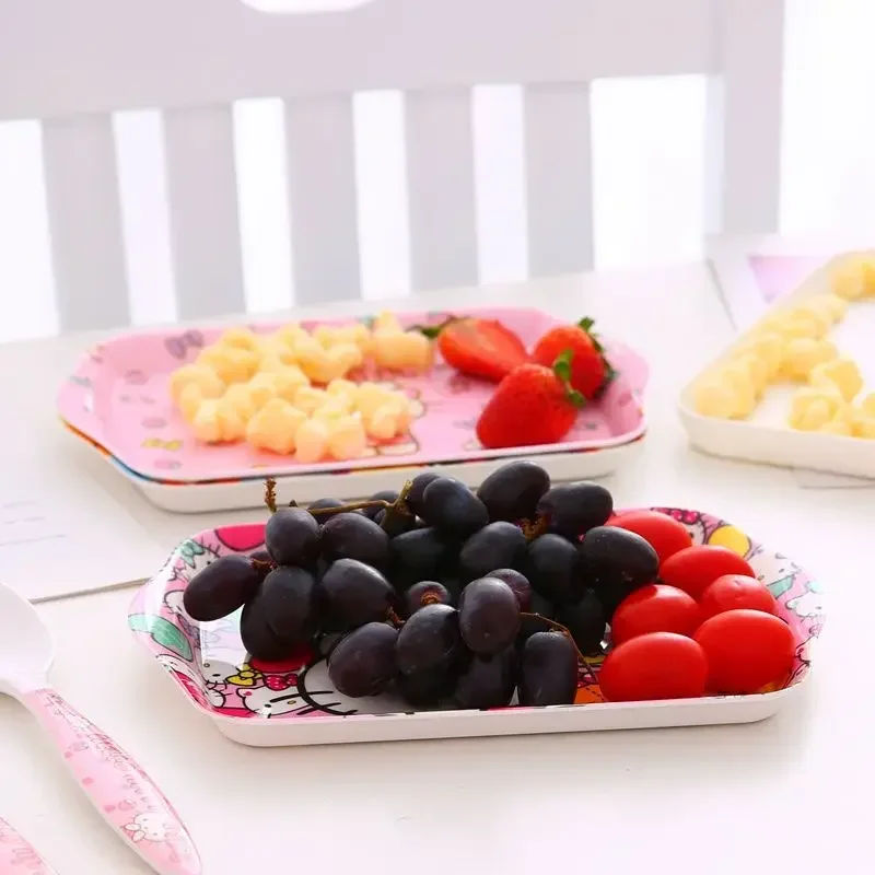 Hello KittyFruit plate living room home cartoon cute small tray plastic children snacks snacks small plate square plate