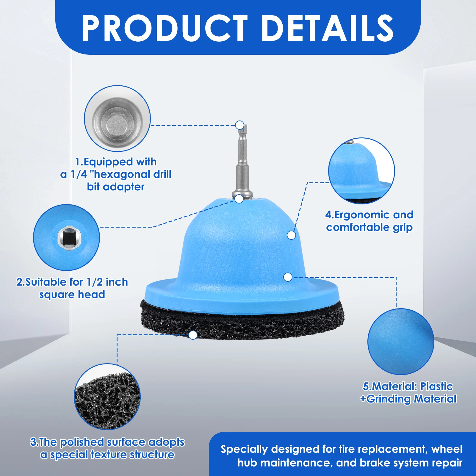Plastic Wheel Hub Brush Cleaning Tool for Car Truck Motorcycle