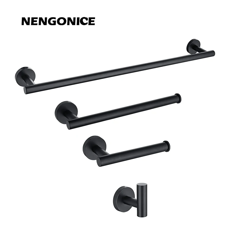 Brushed gold Stainless Steel Brushed Black Polished Chrome Towel Bar Paper Hanger Hanger Hook Towel Rack Bathroom Accessories