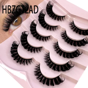 HBZGTLAD 3D natural cat eye fluffy soft cross 5 pairs of comic eyelashes Wispy natural eyelash extension eyelashes 1