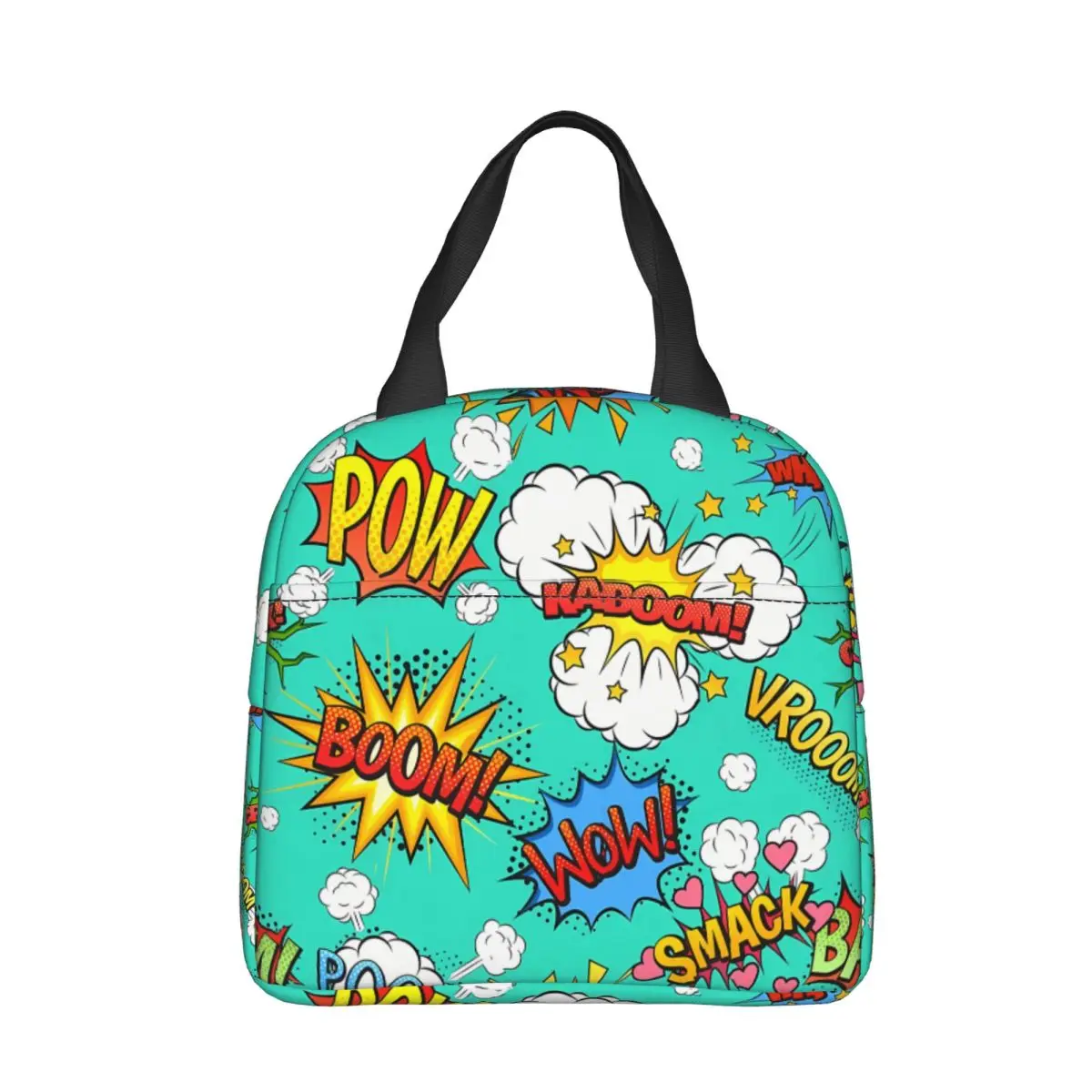 

Pow Wow, Портативная сумка для завтрака с рисунком супергероя, бум, комикс, ранцы с изоляцией для хранения пищи для пикника