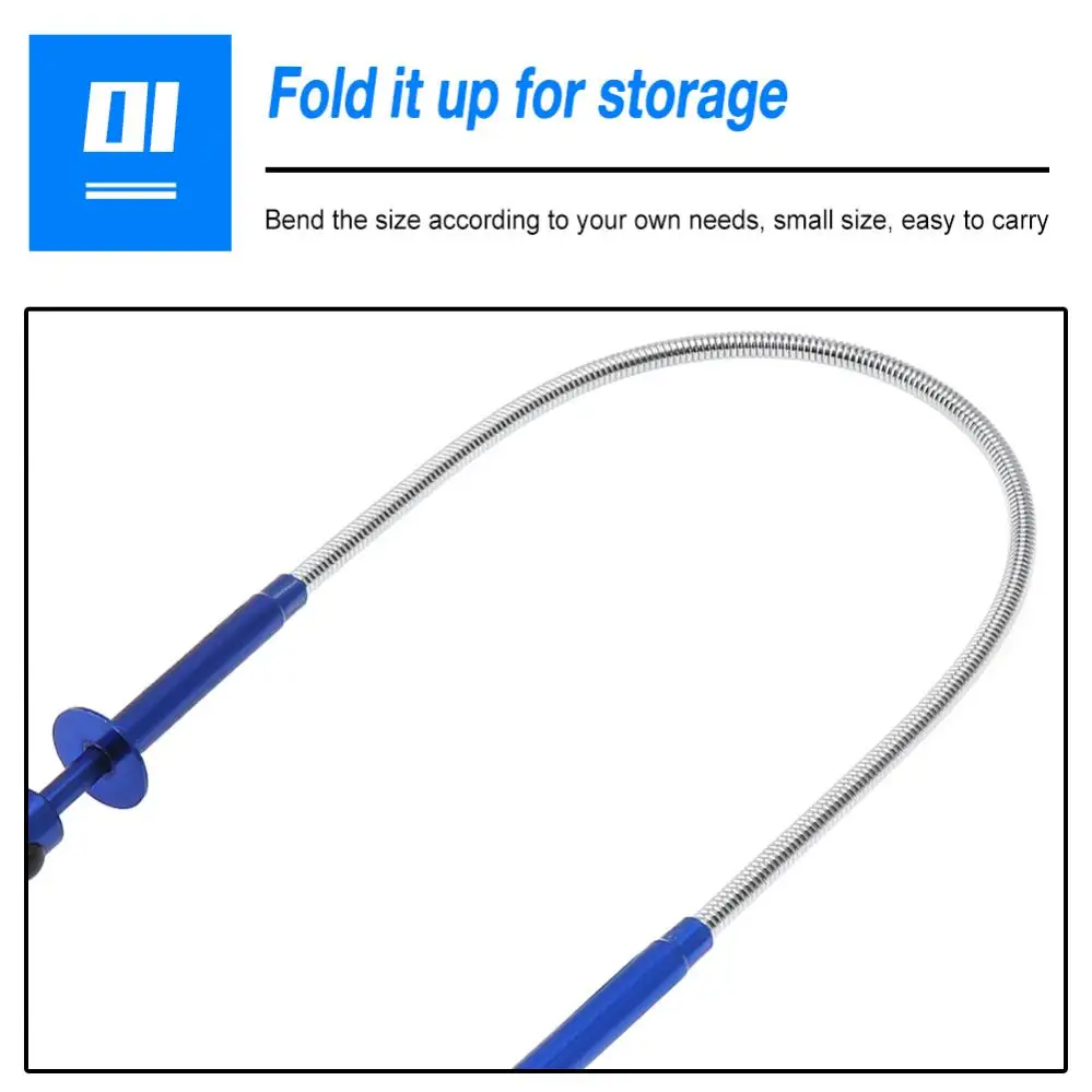 Magnetic Pickup Tool 4 Claws Bright LED Light Flexible Spring Magnet Grabber for Garbage Pick Up Arm Extension