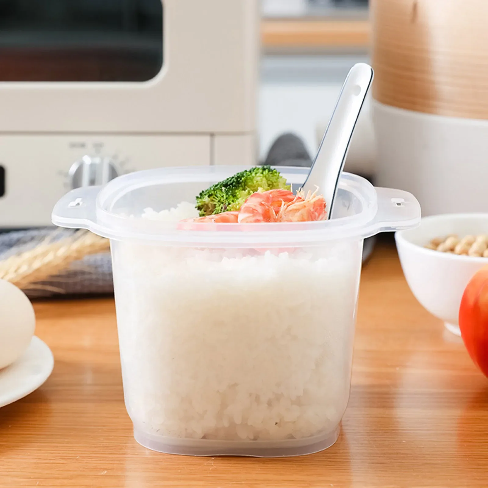 Description Picture 5 of item700ML Microwave Oven Rice Cooker Multifunctional Steamer Hot Soup Cooking Bento Lunch Box Food Grade PP Kitche Steaming Utensils