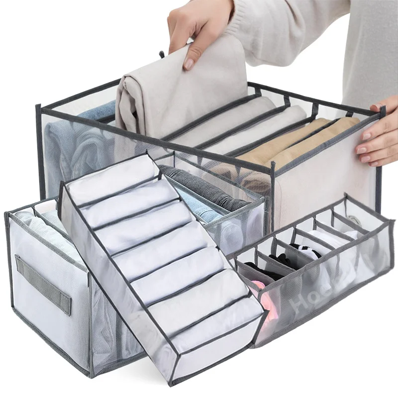 Foldable Pants Organizer Drawers Bras Socks Underwear Organizer Closet  Storage Box For Clothes T-Shirt Jeans Storage Organizers