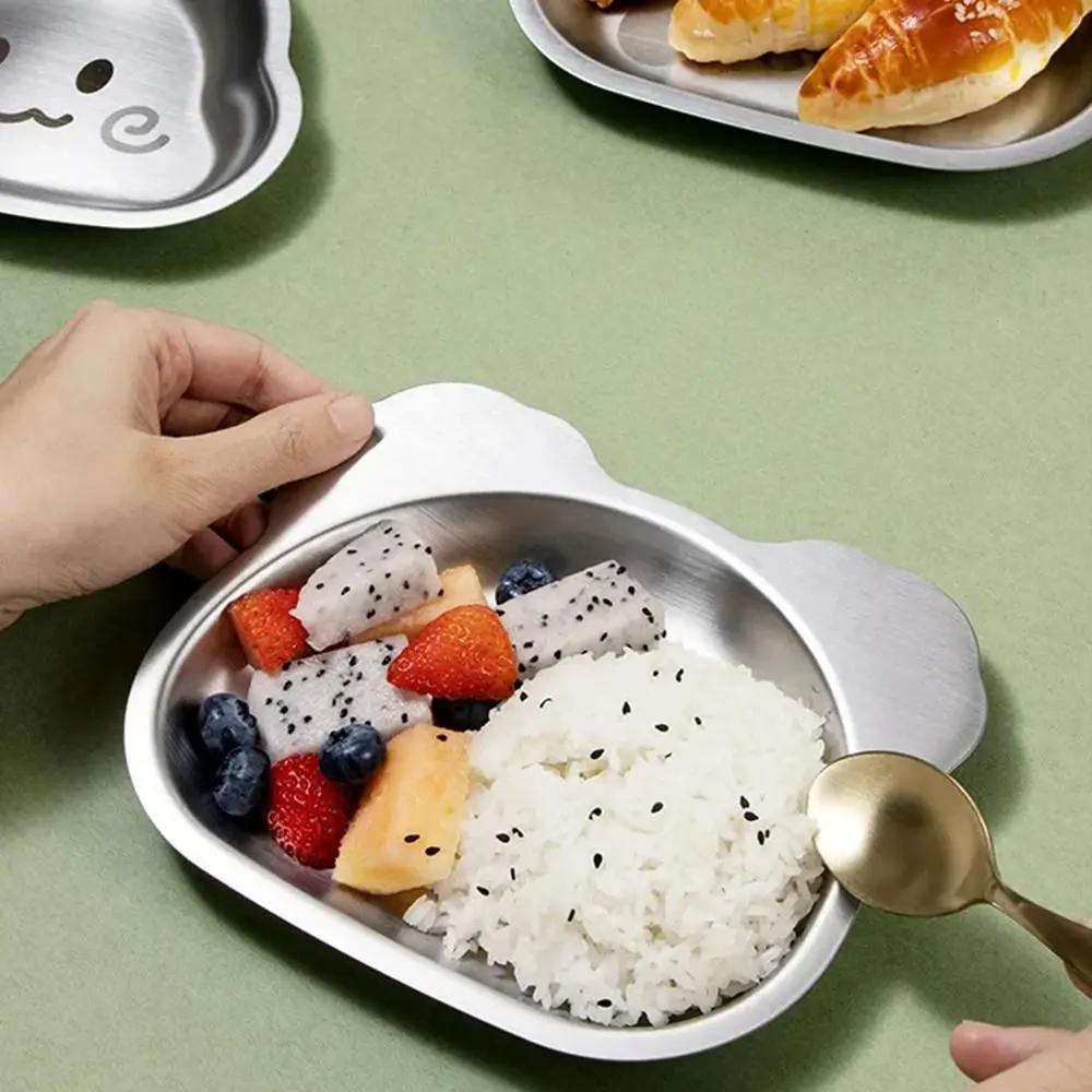 Anti Scalding Cartoon Dinner Plate Anti-slip Flat Bottom Cute Baby Food Bowl Heat-resistant Food Grade Child Feeding Tray