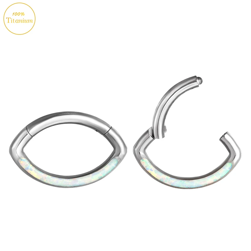 G23 Titanium Earrings 16G Opal High Section Clickers Nose Septum Nose Rings Eye Type Auricular Cartilage Tragus Piercing Jewelry