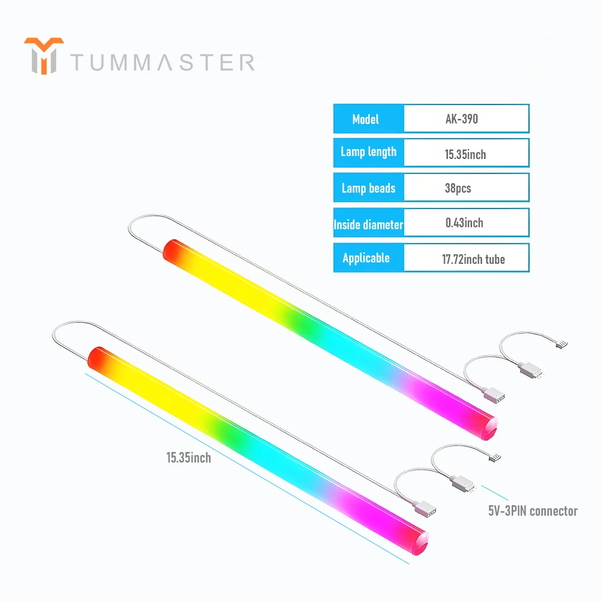 TUMMASTER ARGB 수냉 슬리브 5V3 핀 소프트 실리콘 수냉 라이트 발광 튜브 PC 케이스 장 게이밍 케이스