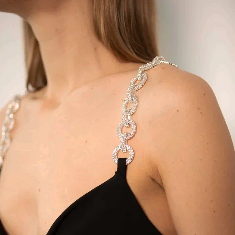 Double-layer Rhinestone Bra Shoulder Straps Women Hollow Crystal