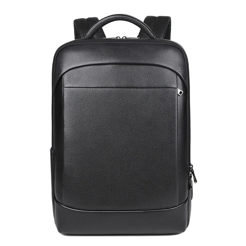 tylish Men's Genuine Leather Backpack, Premium Business Multifunctional Dual Shoulder Bag, Cowhide Laptop Travel Backpack 2
