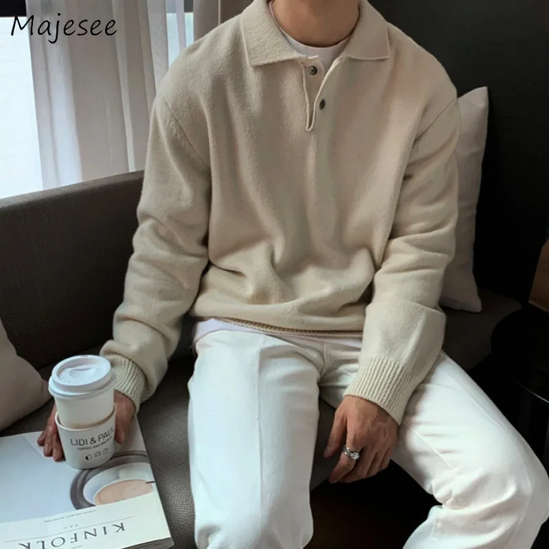 

Pullovers Men Clothing Korean Loose Fashion All-match Simple Teens Knitted Handsome Daily Streetwear Harajuku Casual Hombre Ins
