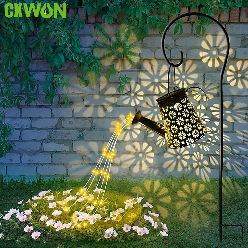 Watering Can LED Solar Light For Garden Waterproof Retro Metal Hanging Solar Light String For Table Patio Yard Pathway Walkway luxury metal plant stand white window patio backdrop plant stand nordic indoor estanterias para plantas balcony furniture