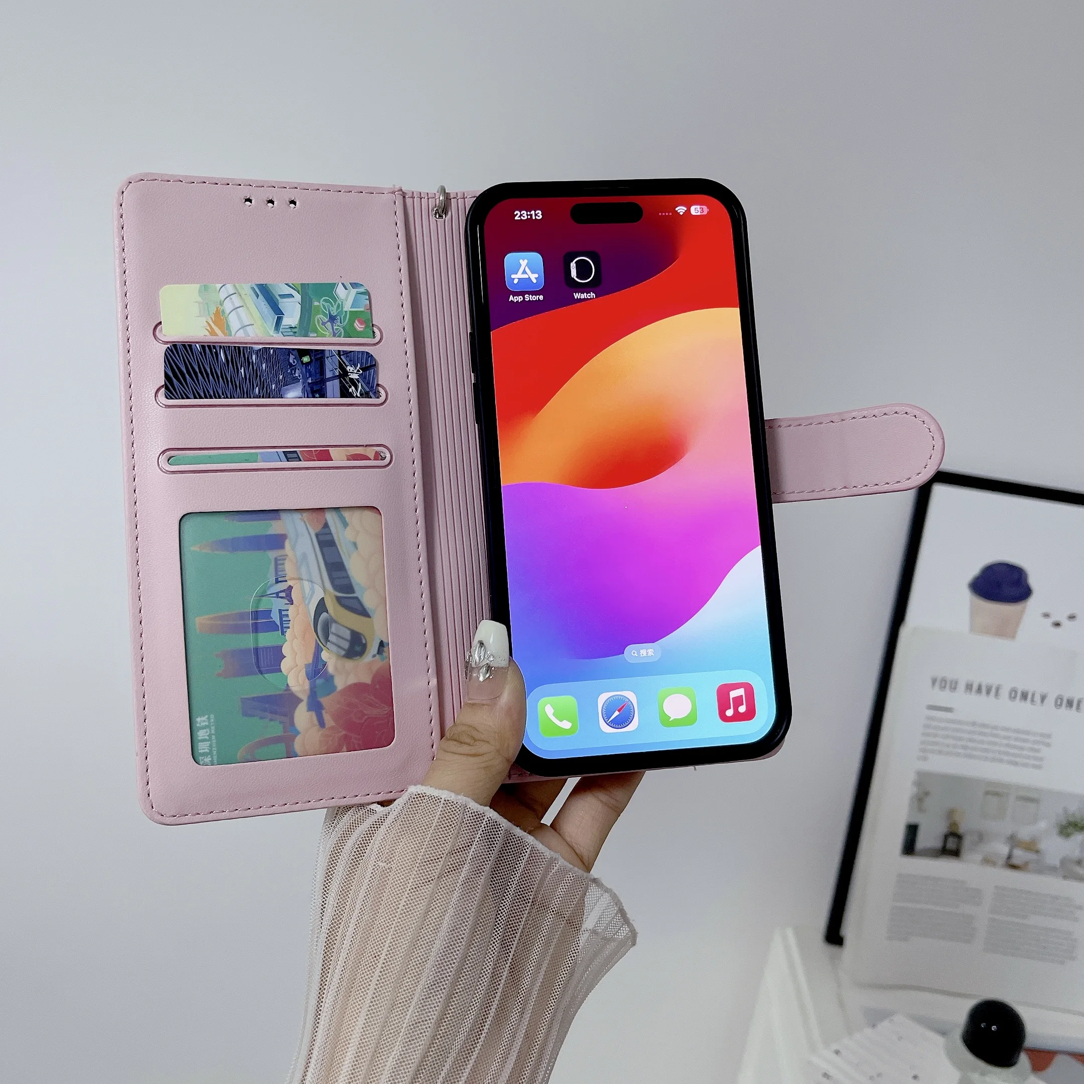 Charming Cartoon Cat Leather Wallet Phone Case with Flip Cover and Strap – Premium Protection and Style