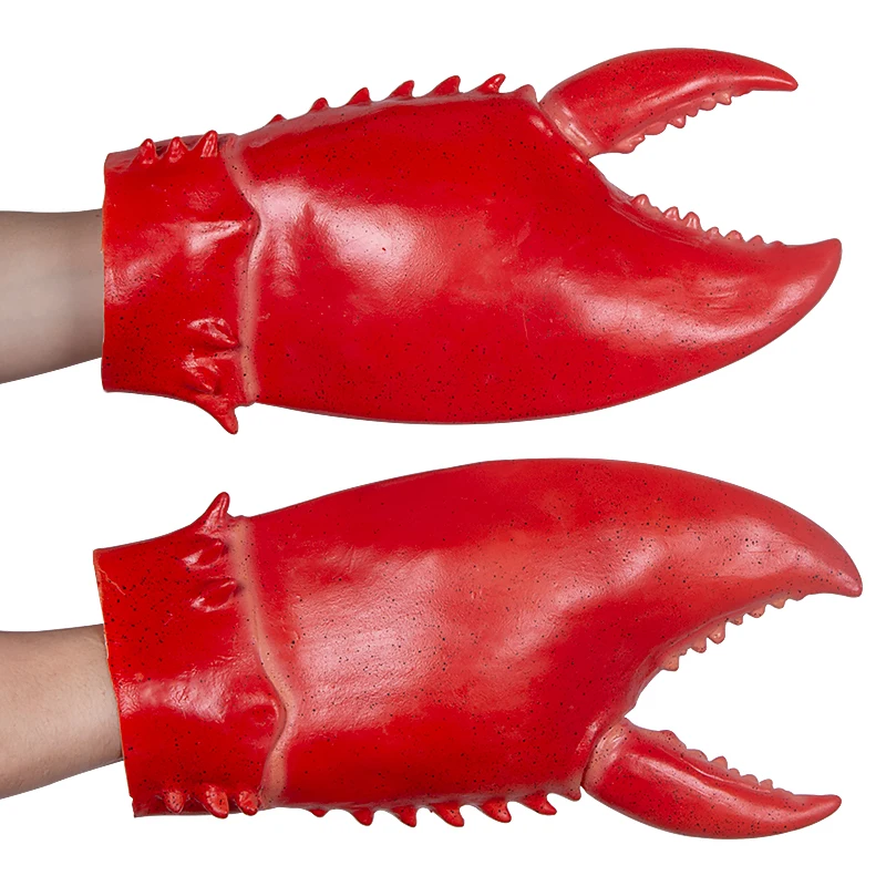 Gants En Latex Avec Griffes De Crabe Homard - Accessoires Costume Animal Cosplay Fête Rouge Taille Unique