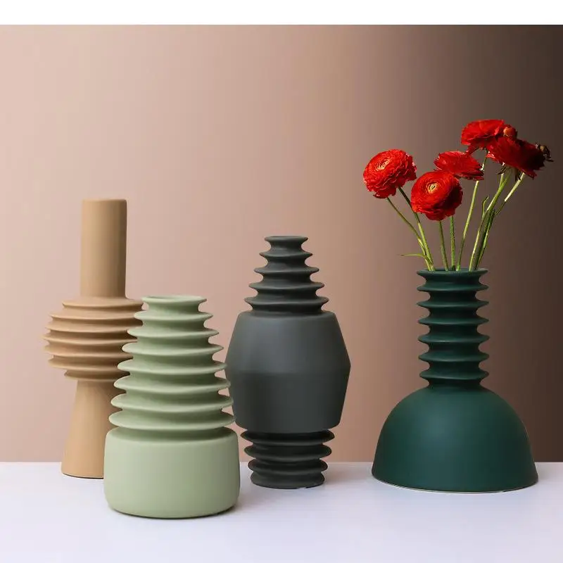 

Creative thread ceramic vase Ceramic handicraft ornaments Flower arrangement Abstract irregular Flower vase Home Decoration