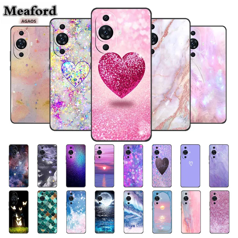 

Pink Case for Huawei Nova 11i Luxury Soft Silicone TPU Back Cover for Huawei nova 11 ultra Huawei nova 11 pro Funda Love Bumper