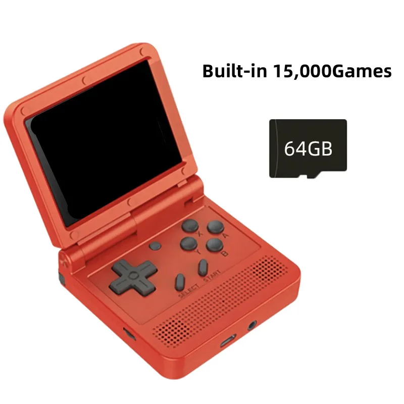 Powkiddy V90 Flip Pocket Video Handheld Game Console Open System 16 Simulators PS1 Retro Games Player Gamebox Gaming Consoles 