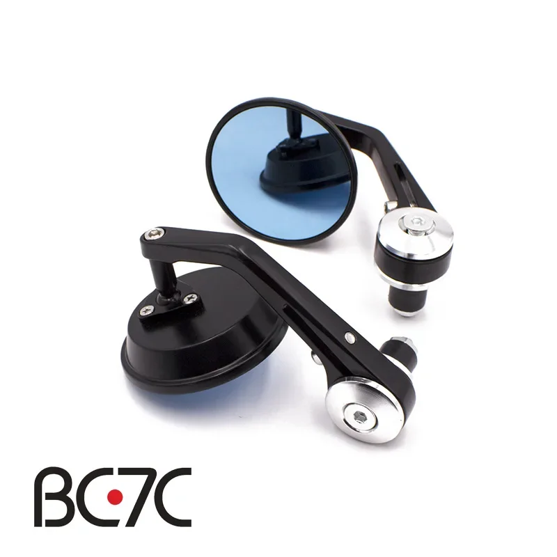 Blue Glass Motorcycle Handle Mirror round Rearview Mirror Modification Accessories Universal Fit for Motorcycles 22mm Diameter