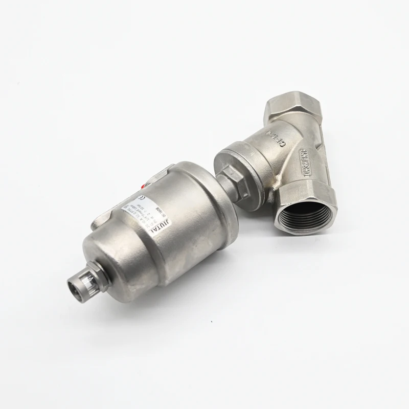 JTAIV Factory Outlet DN50 2 Way Double Acting Stainless Steel Air Control Angle Valve Pneumatic Thread Angle Seat Valve