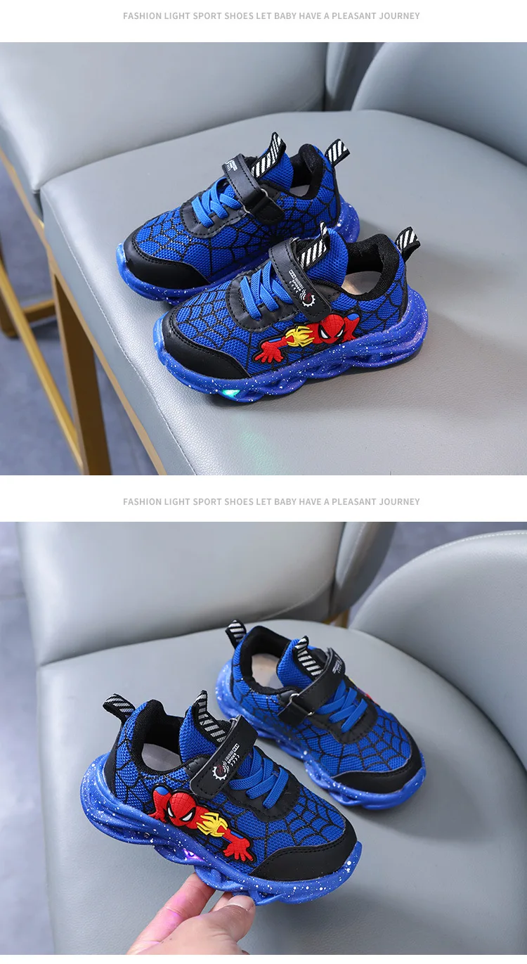 Spiderman Children's Shoes New Sneakers for Boys with Lights New Children's Shoes