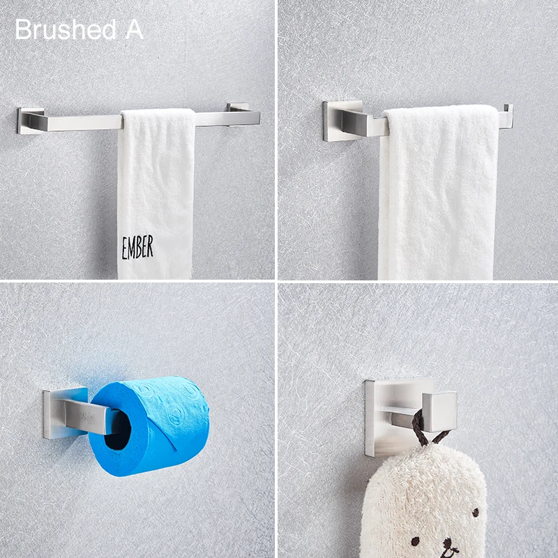 Black Bathroom Hardware Set Wall-mounted Stainless Steel Clothes Hook Toilet Paper Holder Towel Bar Kitchen Facilities Paper Towel Holder Toilet Paper Holder Toilet Roll Holder