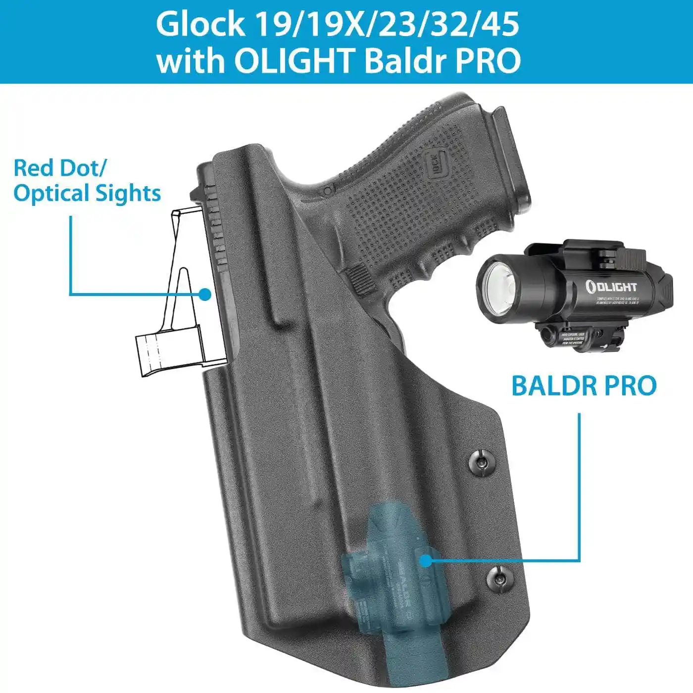 ホルスターはグロック 19/19X/23/32/45 Kydex IWB ホルスターと