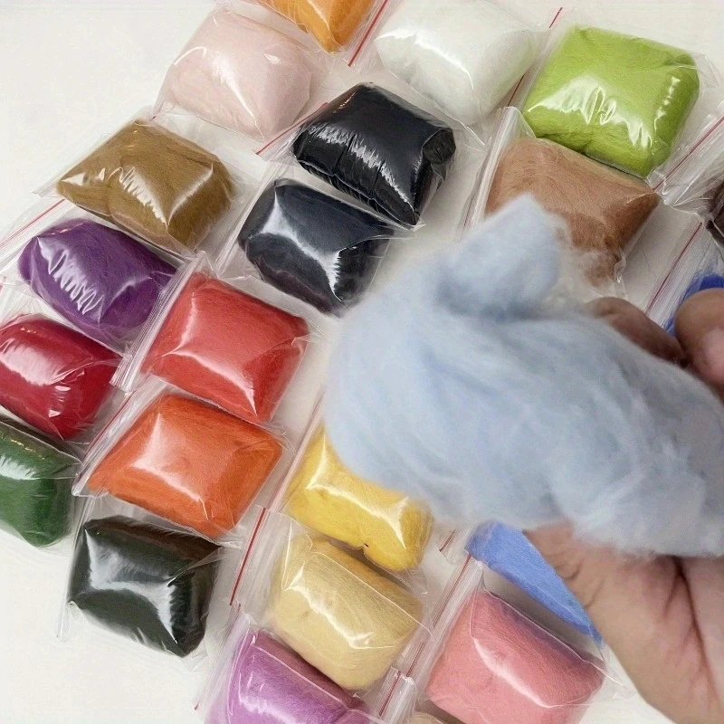 1 Set 24 Colors Queensland 70S Wool Roving For Needle Felting Hand Spinning DIY Fun Doll Needlework 5g/bag wool felting kit needle felting wool