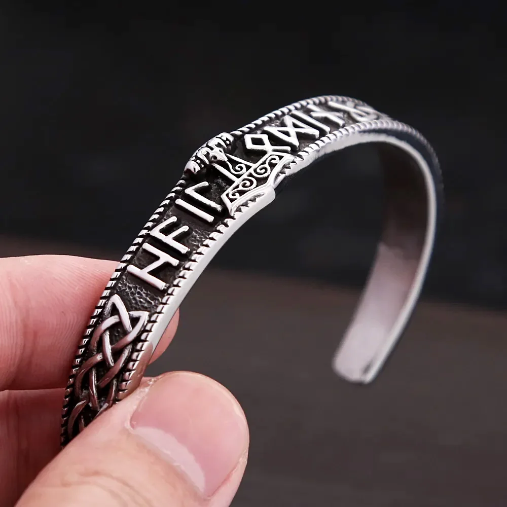 Vintage Viking Thor Hammer Bracelet stainless steel bracelet chain bracelet Stainless Steel Nordic Rune Bracelet For Men Amulet Jewelry Gifts Celtic Knot