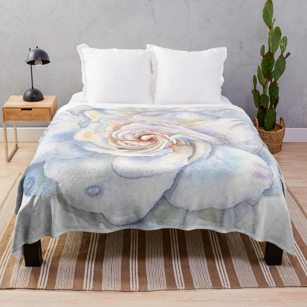 

Gardenia Watercolor Print Throw Blanket Warm Blanket Soft Plaid