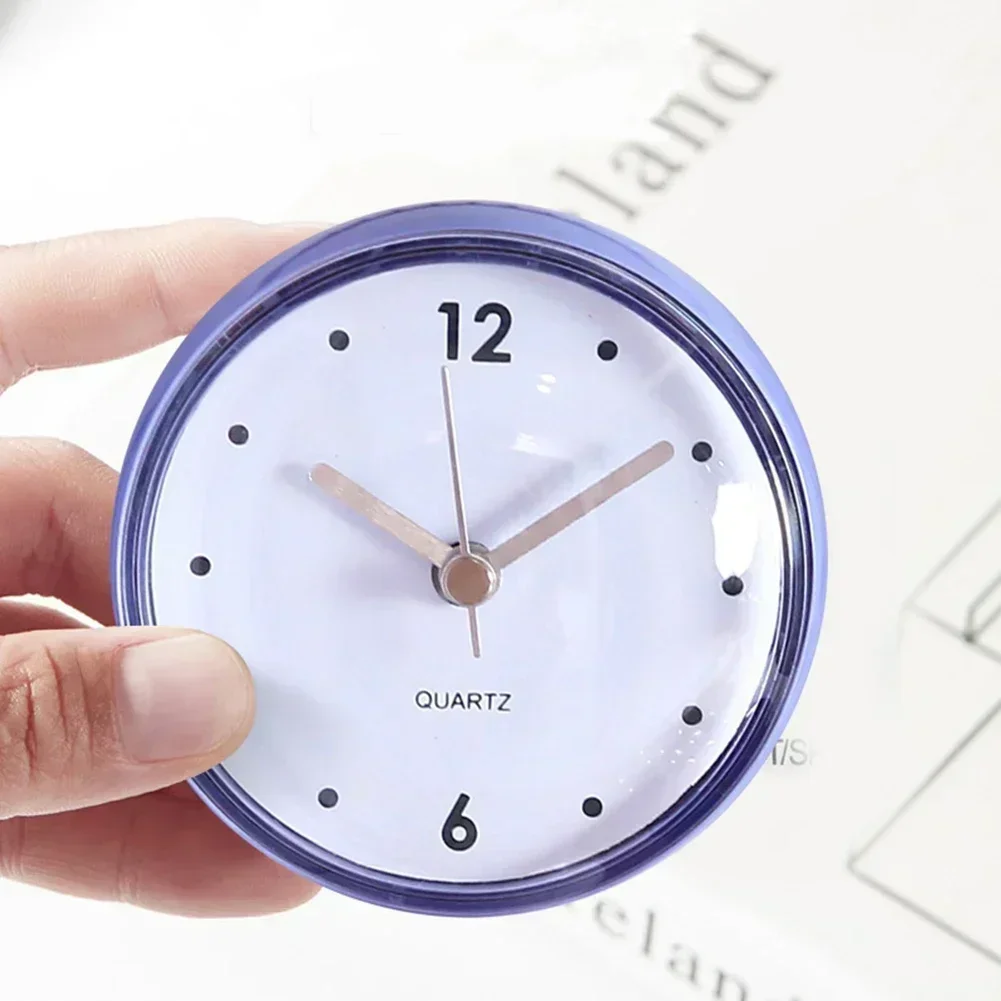 Shower Anti Fog Waterproof Mini Small Table Decoration Kitchen Living Bathroom Room Wall Clock Toilet Round Quartz Sucker 7cm 4