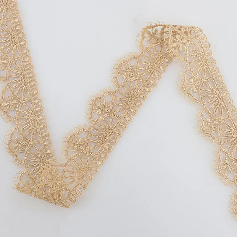 Gold Thread Water Soluble Embroidery Lace Ribbon DIY Handmade Clothing Skirt Cheongsam Hat Head Flower Decoration