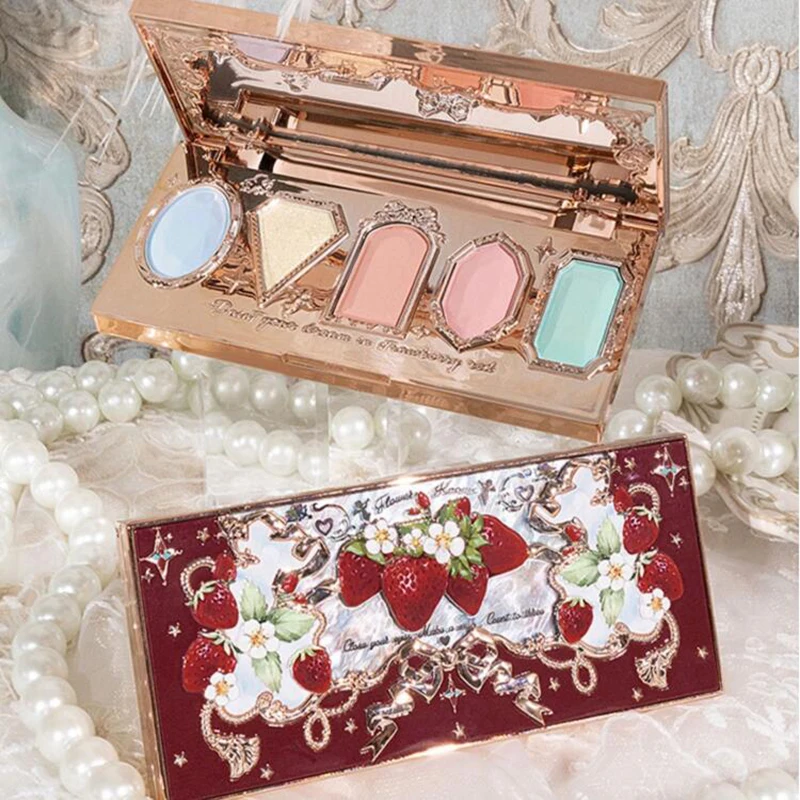 Fiore Sa Fragola Rococò Ombretto Pressato Glitter 5 Colori Ombretto Consistenza Cremosa Ombretto Cosmetico In Bronzo Naturale S