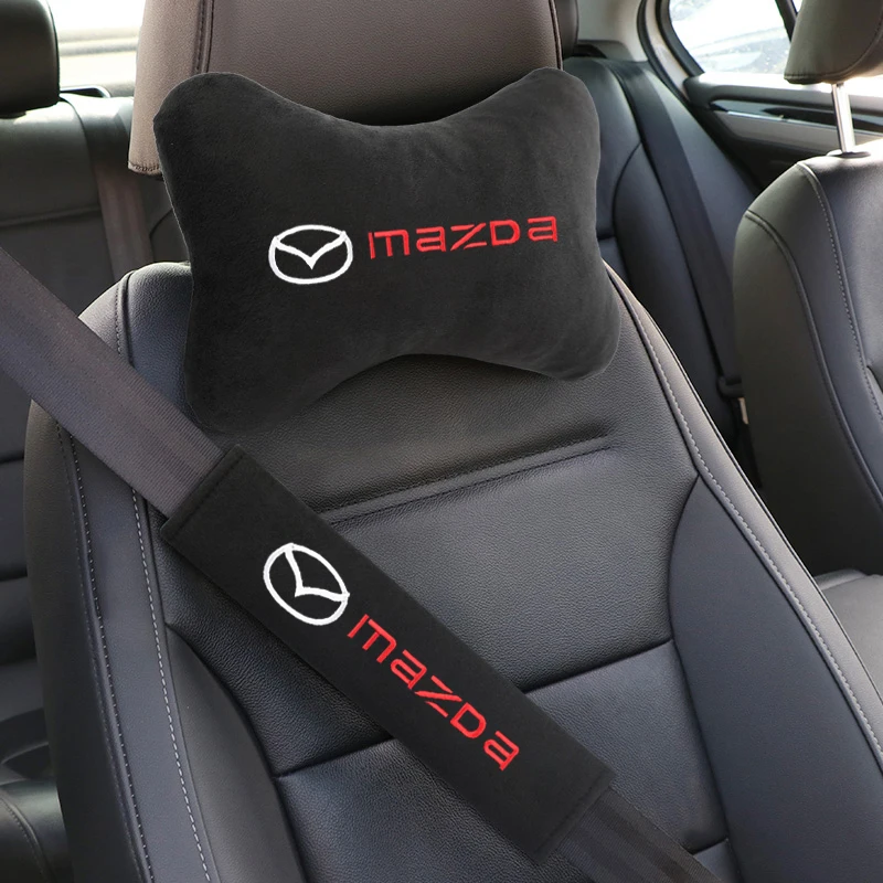 Car Head Neck Rest Pillow Seat Belt Protect Shoulders Pads For Mazda 2
