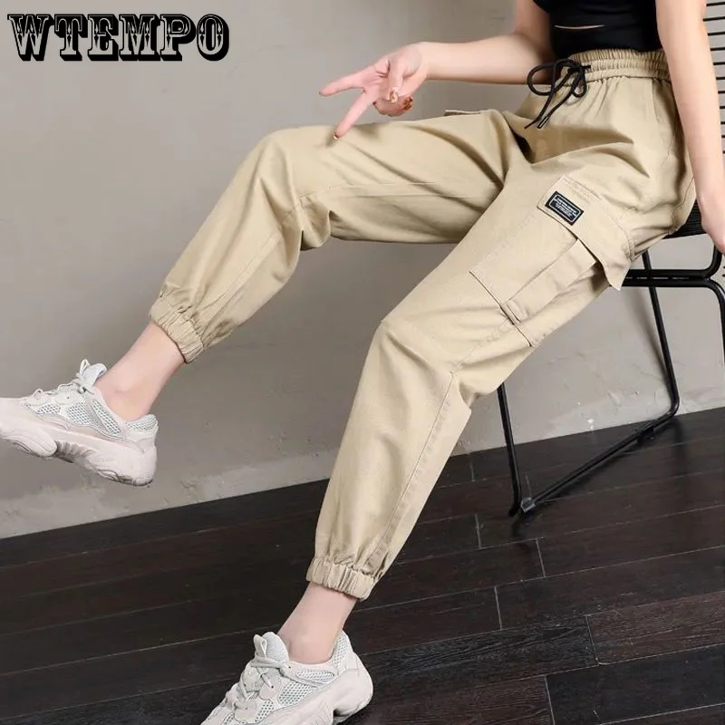 

WTEMPO Overalls Women High Waist Sports Casual Pants Loose All-match Leggings Y2K Korean Harajuku Fashion Large Size Streetwear