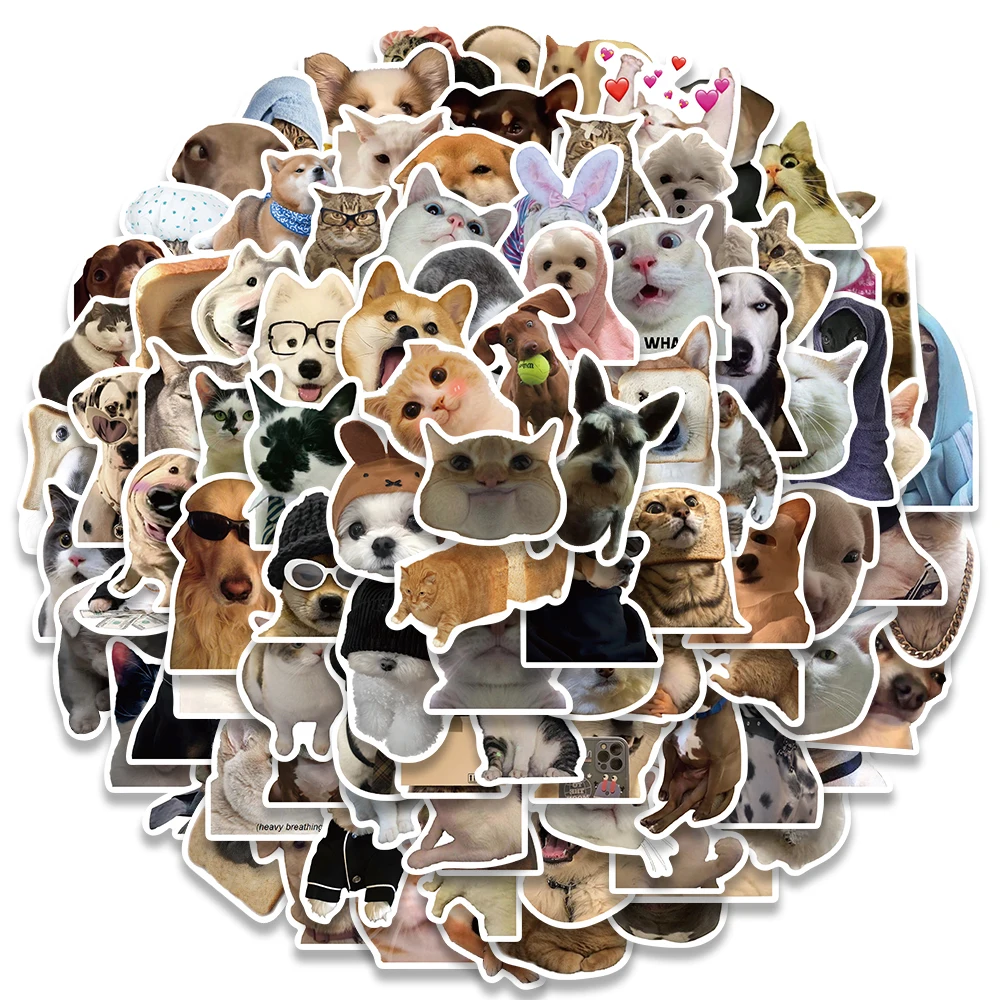 Animal Stickers Kawaii Cat Dog Funny Meme Decals 10/30/50/100pcs For DIY Skateboard Scrapbook Laptop Car Kids Toy