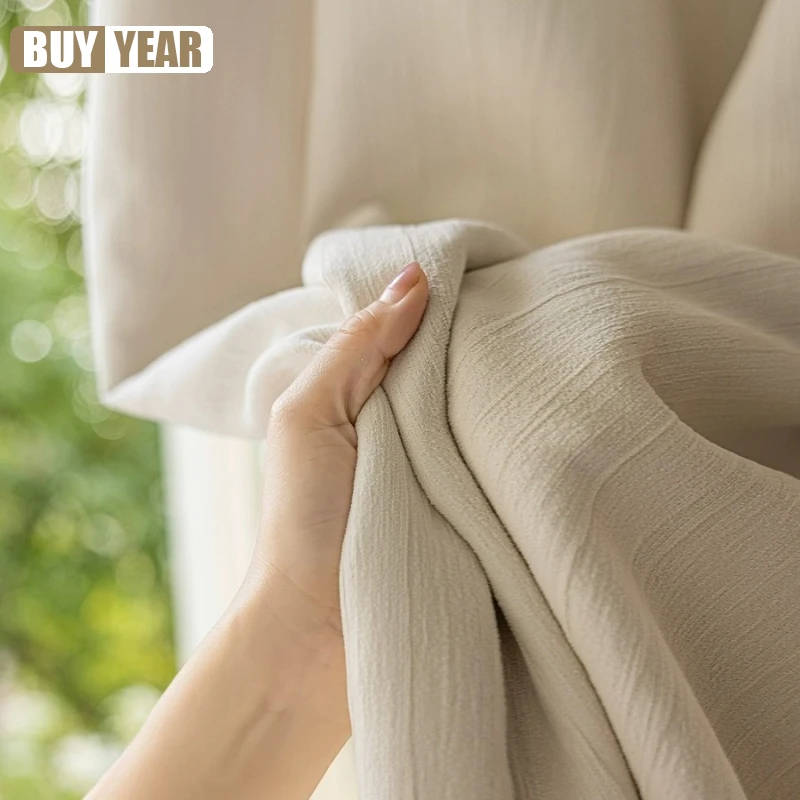 

New High Blackout Milk White New Chenille Soft Cream Shaped Blackout Lace Curtains for Living Dining Room Bedroom Customized