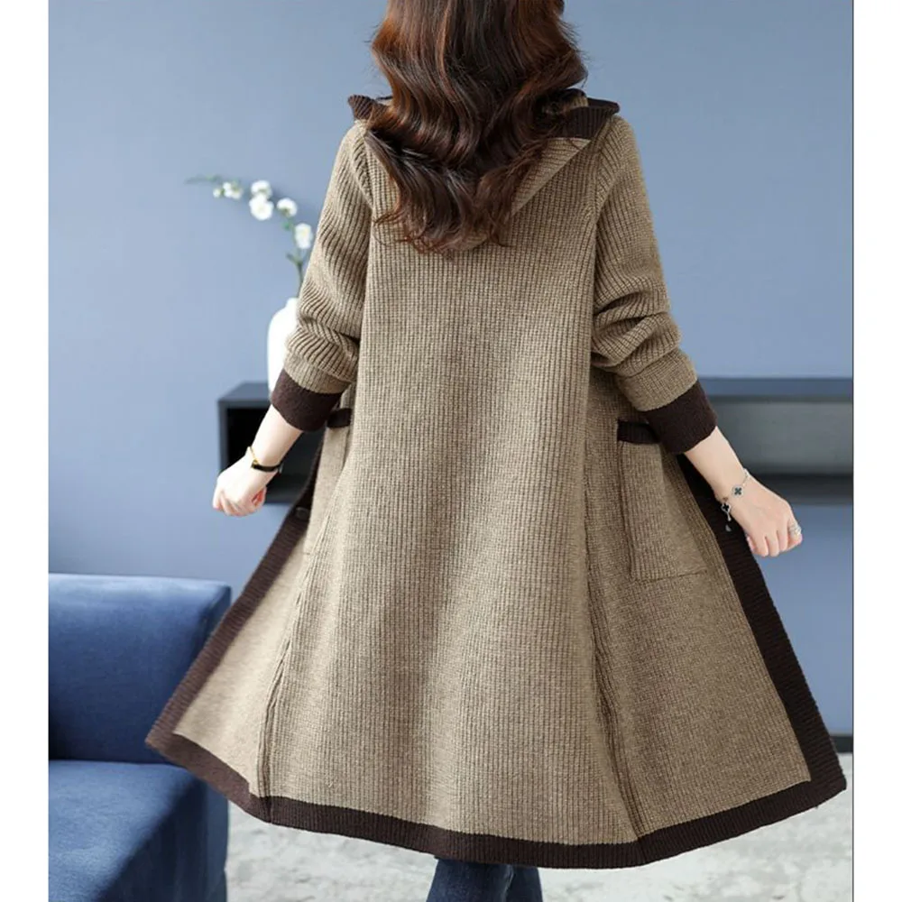 Cardigan Lungo Cappotto In Maglia Di Lana Donna Cardigan Lungo