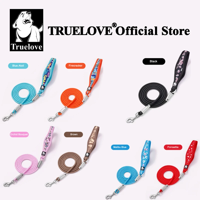 Truelove 꽃무늬 프린트 반려동물 가죽 끈, 네오프렌 패딩 손잡이 끈, 소형 중형견 안전, 즐거운 산책 경험, TLL25761