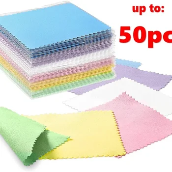 50/40/30/20/10pc Jewelry Cleaning Glasses Fabric Pink Polishing Cloth Sterling Silver Gold Platinum Small Polish Clothes 13x13cm