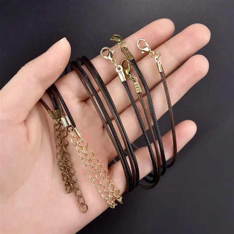10pcs Black String Necklace Rope DIY Jewelry Handmade Leather Adjustable  Braided Rope Necklace Pendant DIY Necklace Leather Rope
