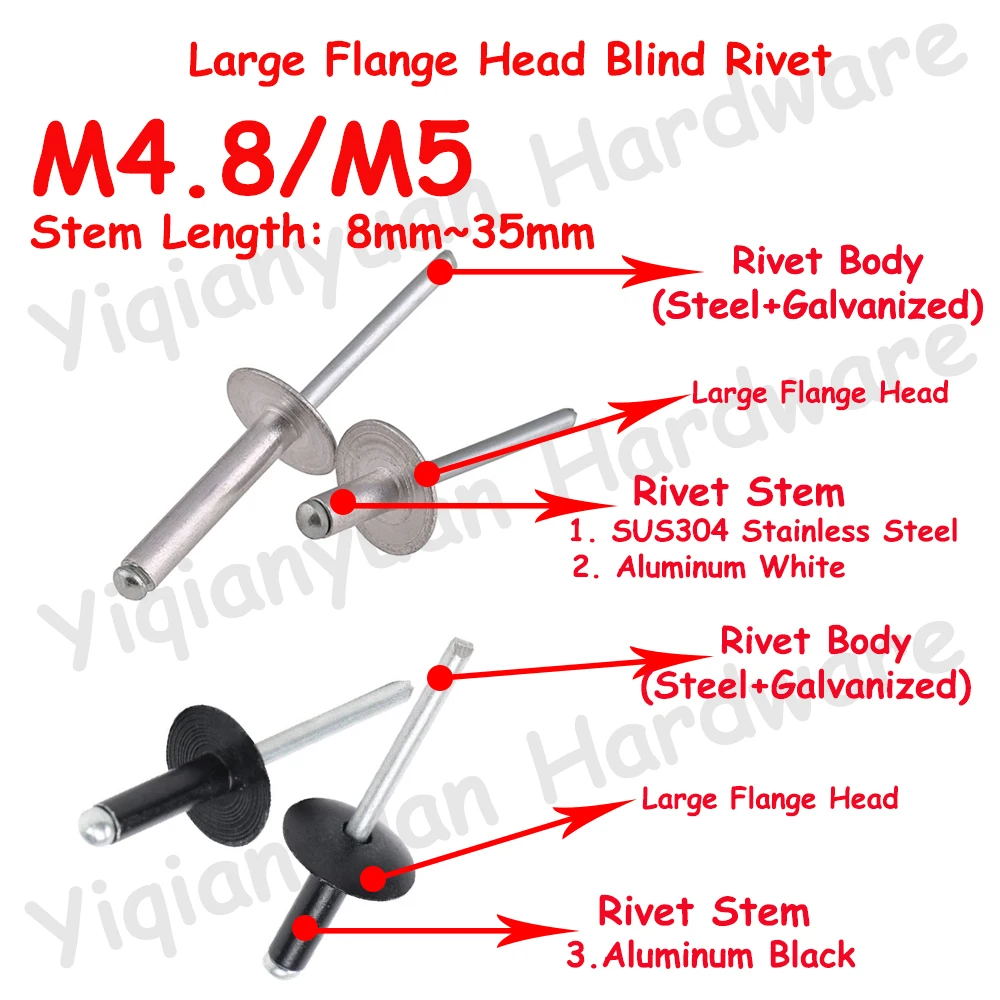 Lot De 100 Rivets Aveugles Inox 304 - Diamètre 1/8" (4-4) X Longueur 1/4" - Pour Outil Manuel