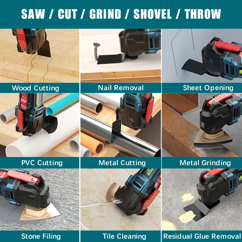 Cordless Oscillating Multi function tool Electric Saw With Trimmer /Shovel/Cutting Woodworking Speed Tool Kit for Makita Battery 6
