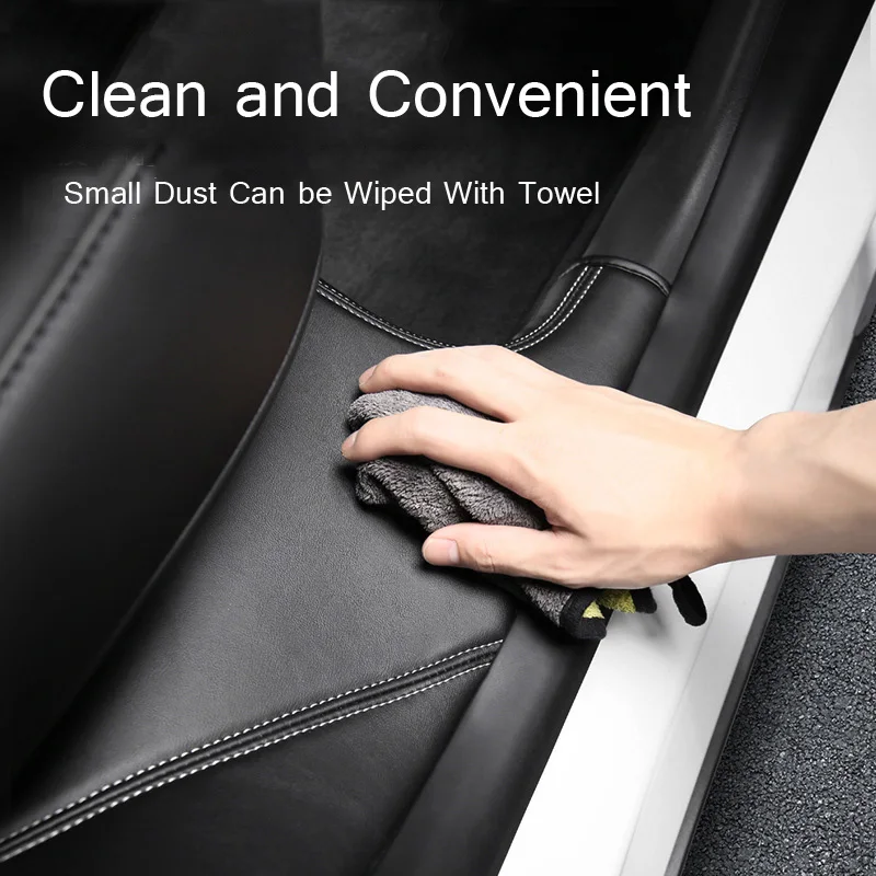 Rear Door Sill Pad for Tesla Model Y Anti Kick Film Dirt Threshold Strip PU Leat
