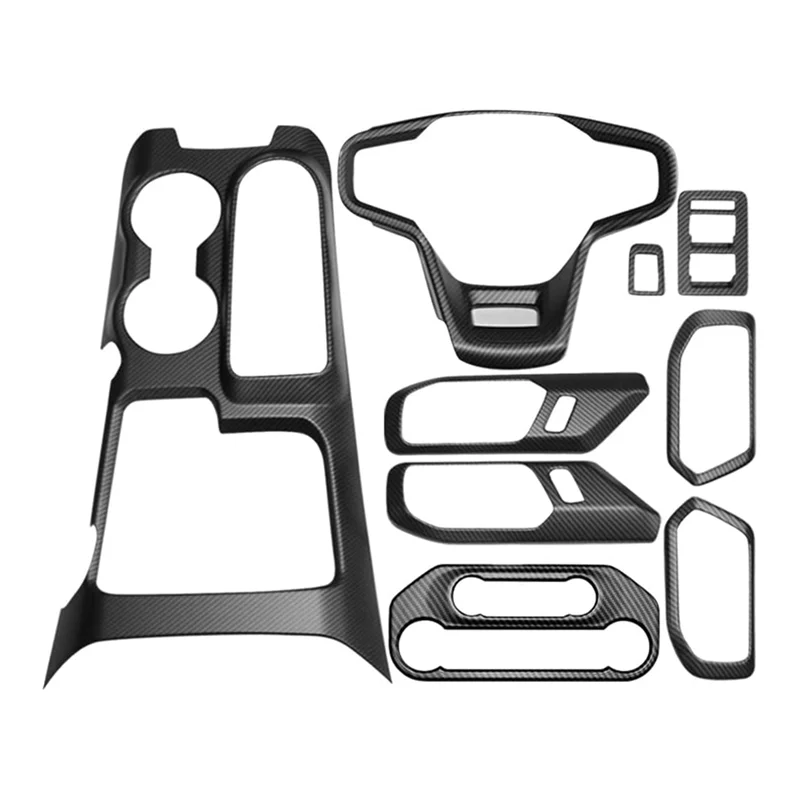 

For Ford Bronco 2021 2022 Interior Cover, Gear Shift Panel,Inner Door Handle Bowl,Steering Wheel Cover, ABS Carbon Fiber