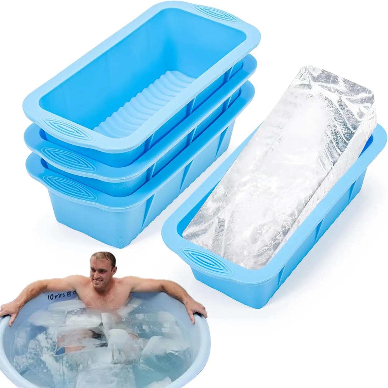 Extra Large Ice Cube Molds for Ice Baths, Single Pack 9.4 lb Large Cube Molds, Silicone Bath Accessories Chillers for Co