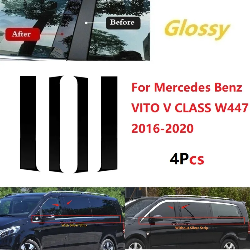 Für Mercedes Benz VITO V KLASSE W447 2016-2020 Auto Glänzend Schwarz Tür  Zentralen Fenster Mittleren Spalte Streifen PC säule Zubehör - AliExpress
