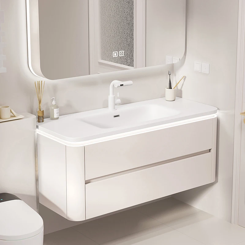 Bathroom Cabinet With Mirror Sink Vanity Plywood Slab Basin Floor-standing For Countertop High Quality Bathroom Cabinet