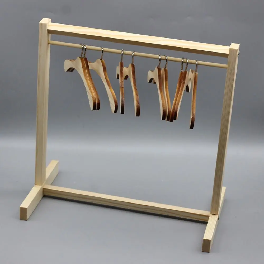 Dollhouse Supplies Doll Clothing Hanger Mini Wooden Dollhouse Furniture Toys Simulation Pretend Play Garment Organizer Children