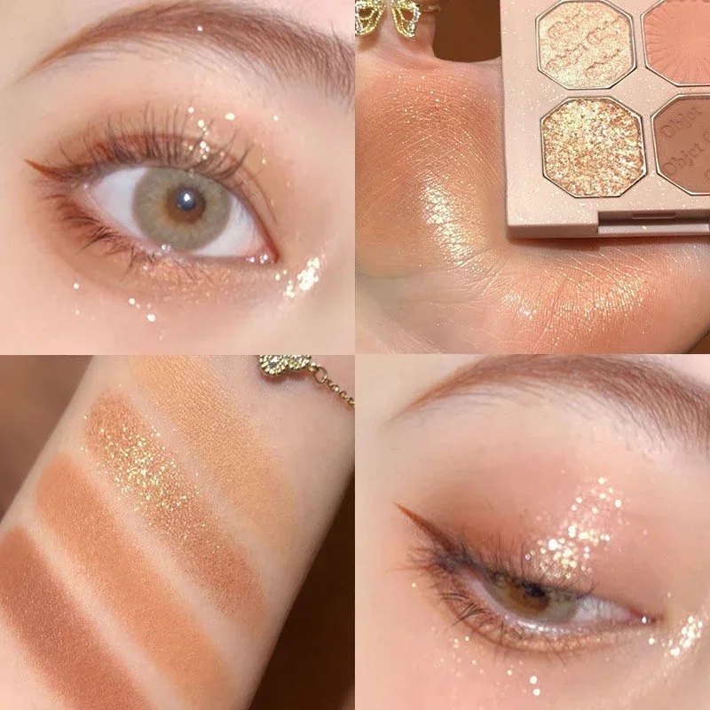 4 Colors Eyeshadow Palette Portable Makeup Highlight Matte Shimmer Eye Shadow Shiny Long Lasting Natural Eyeshadow Cosmetics