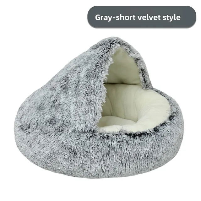 Pet Autumn and Winter Warm Shell Semi-Enclosed Cat Bed Pure Cotton Pet Cat Bed Semi-Enclosed Dog Bed Dog Bed Enclosed Cat Bed 5