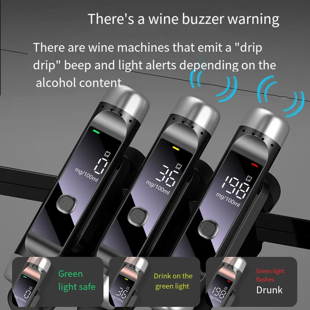 Alcohol Tester High Precision Breathalyzer Alcometer USB Rechargeable Non-contact LCD Display Digital Portable Alcohol Detector